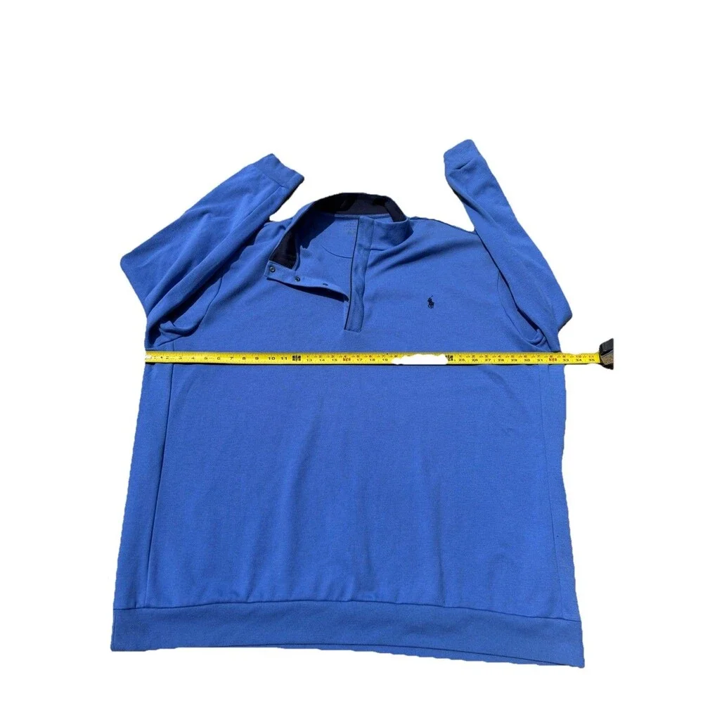 Polo Ralph Lauren Double Knit 1/4 Snap Sweatshirt Men's 4LT Blue Navy Pony Logo